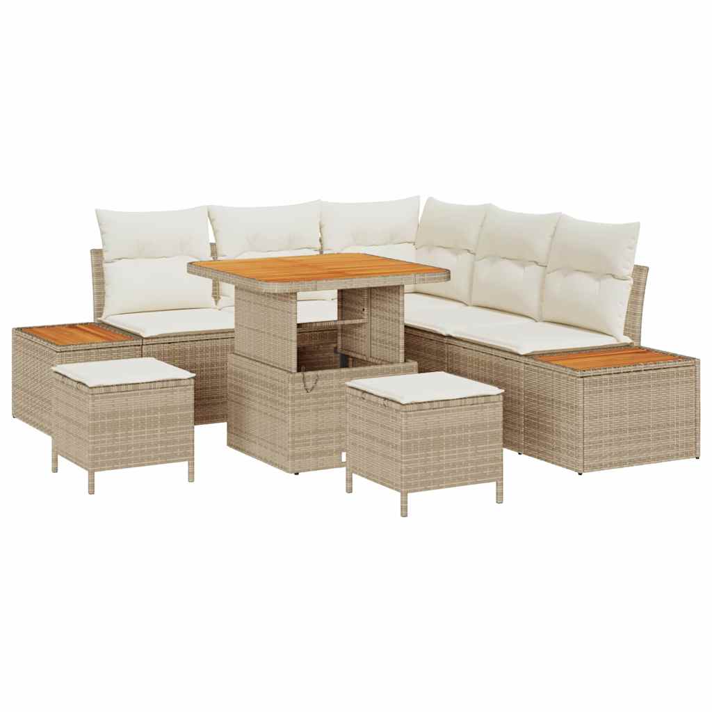 Tuinbankenset 8 st 7-Aantal zitplaatsen Beige Poly riet – afbeelding 2