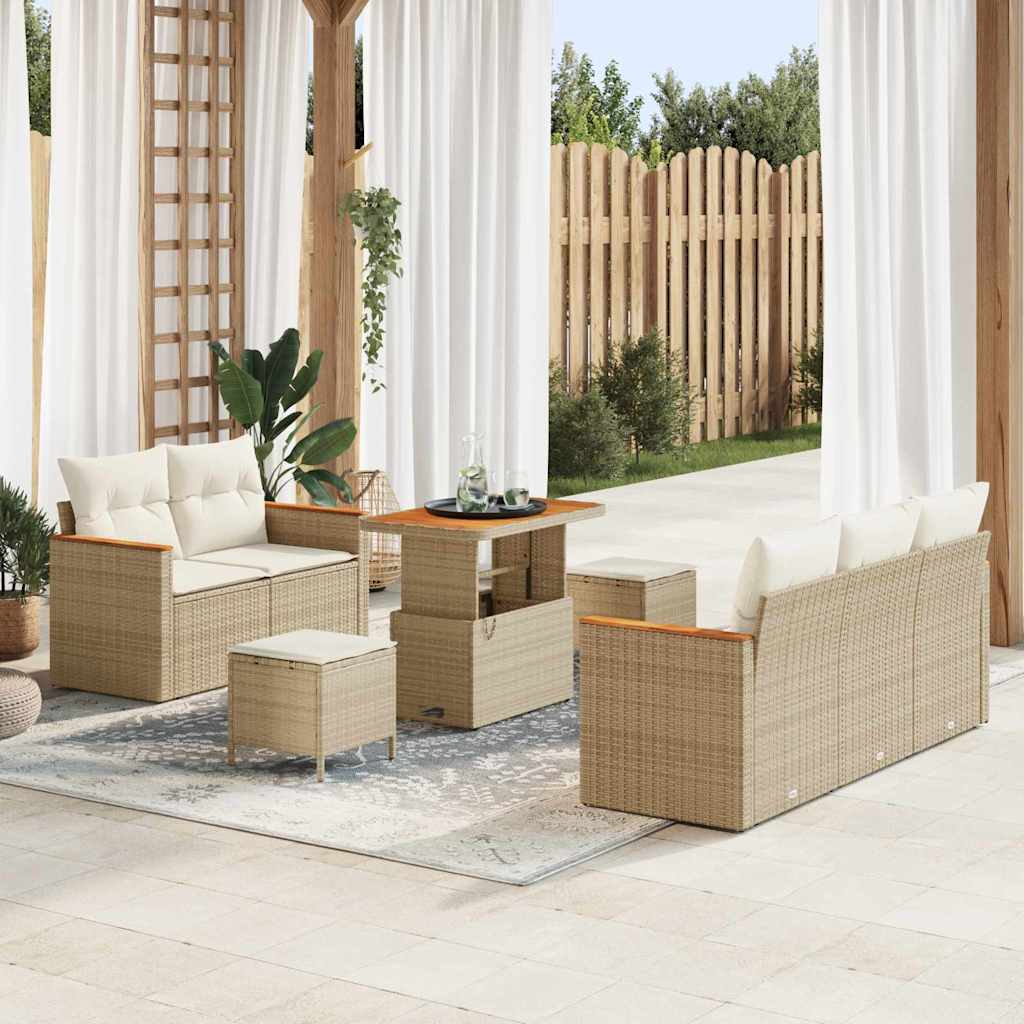 Tuinbankenset 10 st 7-Aantal zitplaatsen Beige en Crème – afbeelding 1