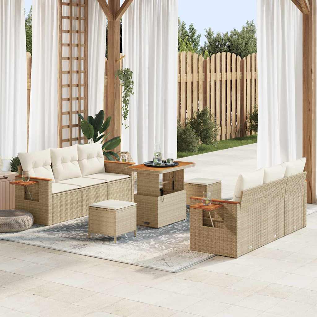 Tuinbankenset 11 st 8-Aantal zitplaatsen Beige en Crème