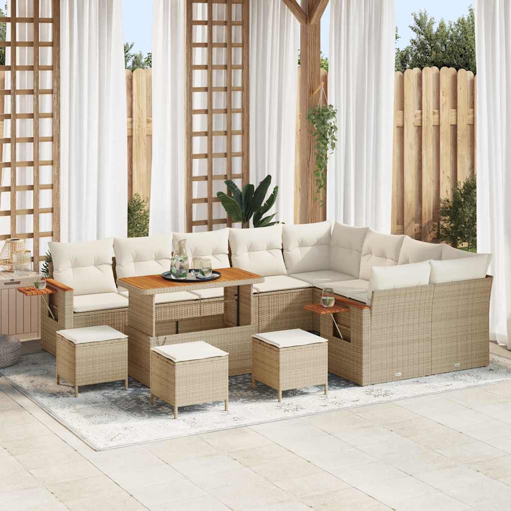Tuinbankenset 14 st 10-Aantal zitplaatsen Beige en Crème