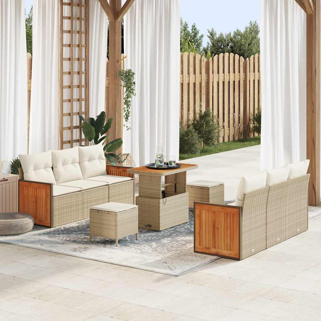 Tuinbankenset 11 st 8-Aantal zitplaatsen Beige en Crème