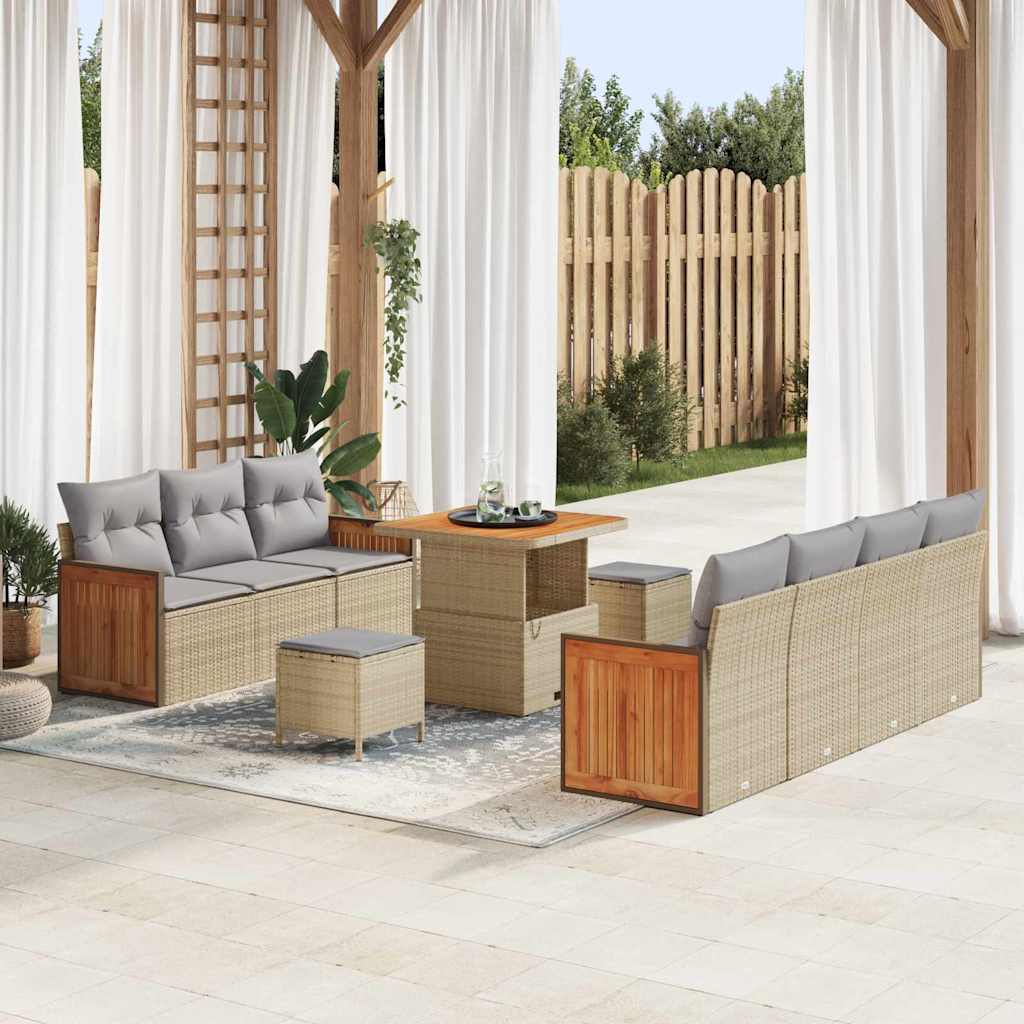 Tuinbankenset 13 pcs Beige en Licht Grijs poly rattan – afbeelding 1