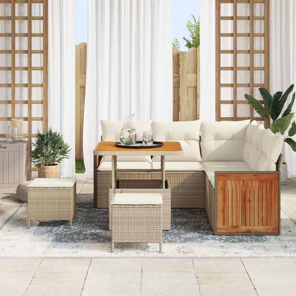 Tuinbankenset 9 st 6-Aantal zitplaatsen Beige en Crème – afbeelding 3