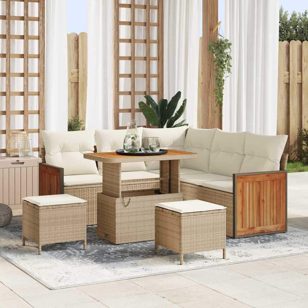 Tuinbankenset 9 st 6-Aantal zitplaatsen Beige en Crème