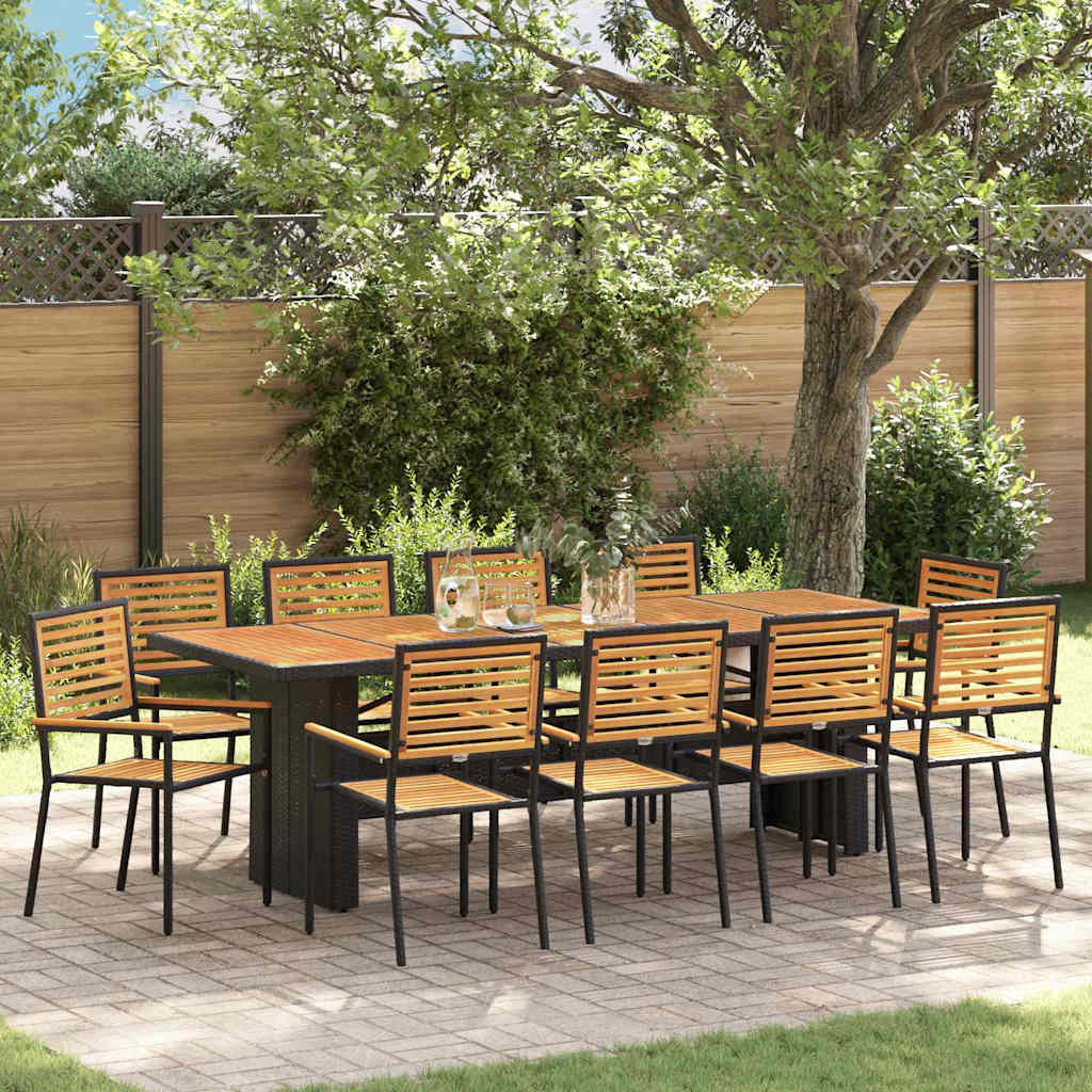 Tuin eettafelset 11 pcs Zwart en Bruin poly rattan – afbeelding 1