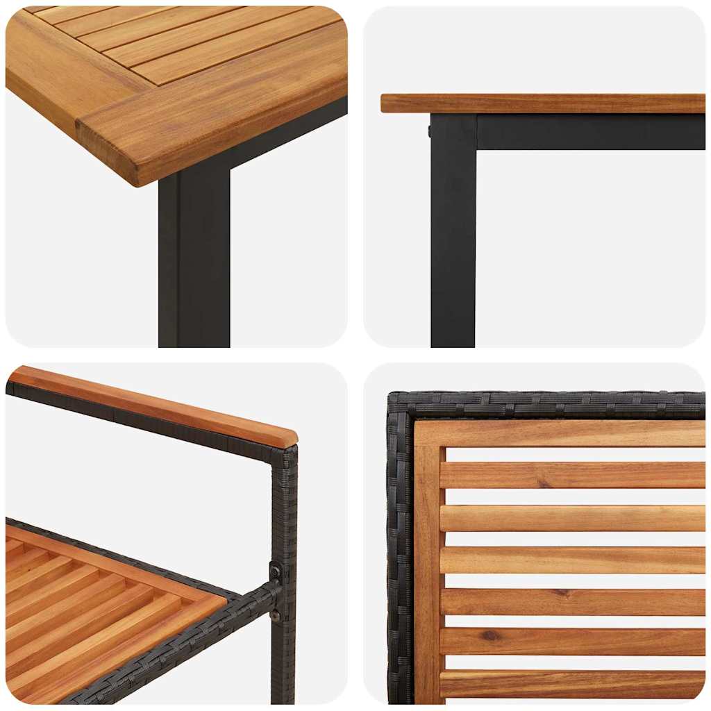 Tuin eettafelset 5 pcs Zwart Massief Acaciahout – afbeelding 9