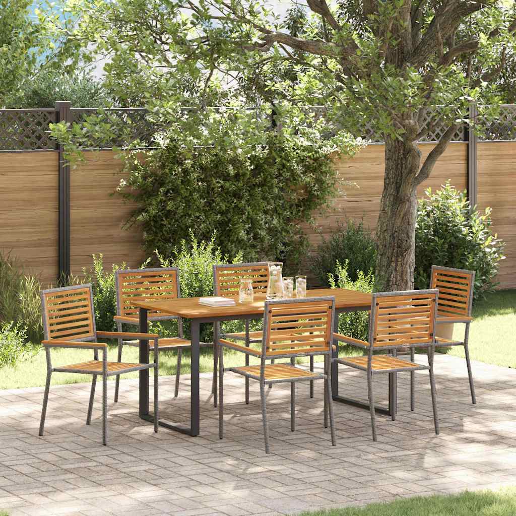 Tuin eettafelset 7 pcs Grijs Massief Acaciahout – afbeelding 1