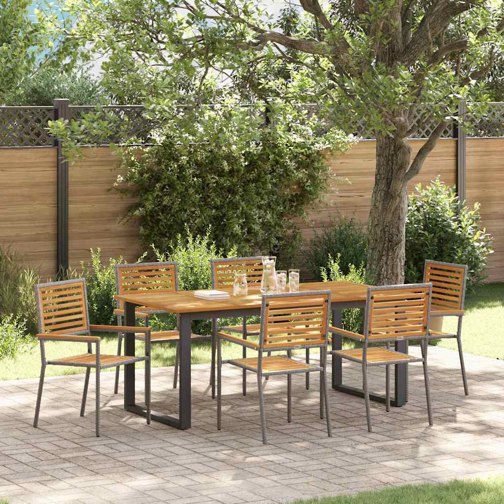 Tuin eettafelset 7 pcs Grijs Massief Acaciahout – afbeelding 1