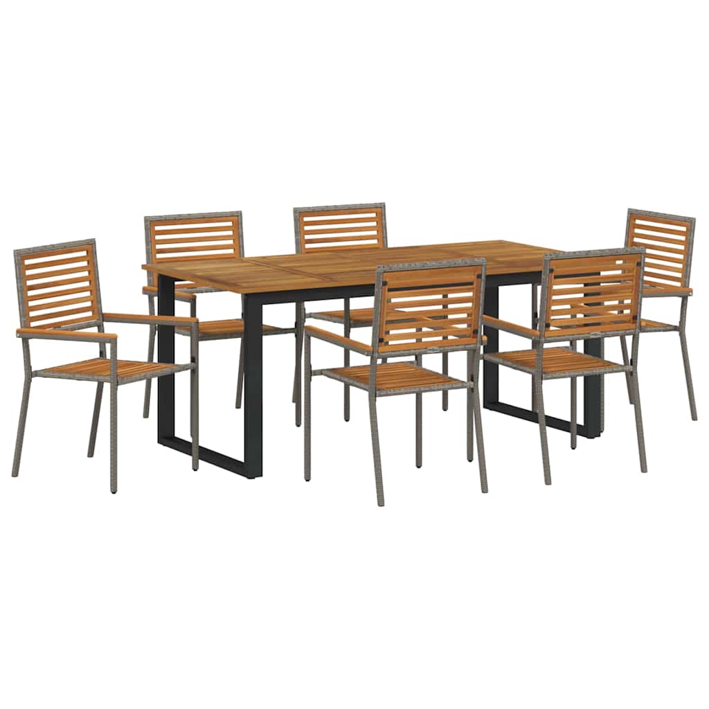 Tuin eettafelset 7 pcs Grijs Massief Acaciahout – afbeelding 2