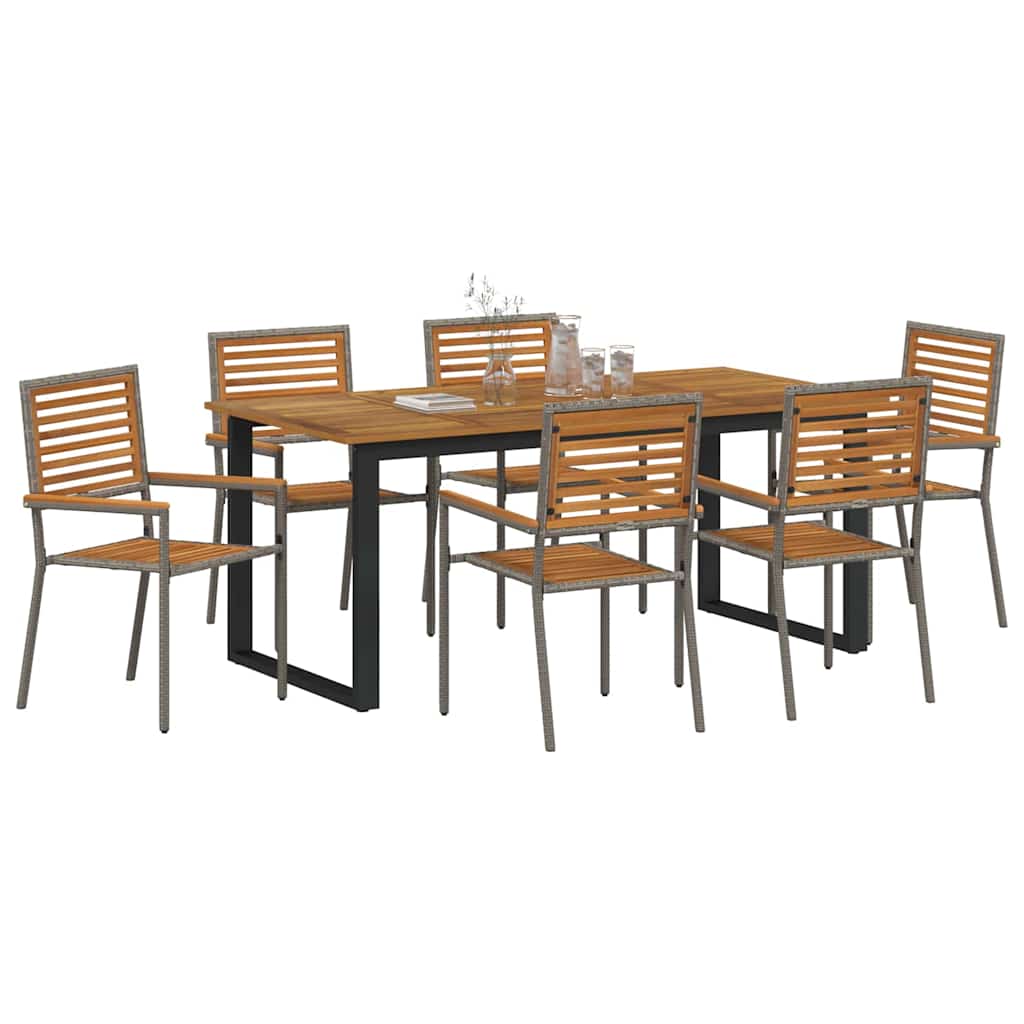 Tuin eettafelset 7 pcs Grijs Massief Acaciahout – afbeelding 3
