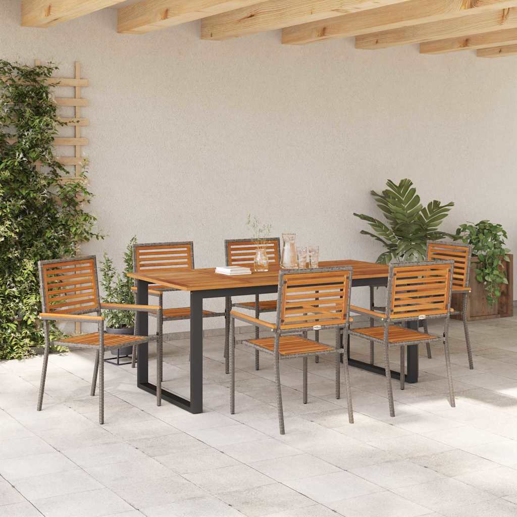 Tuin eettafelset 7 pcs Grijs Massief Acaciahout – afbeelding 4