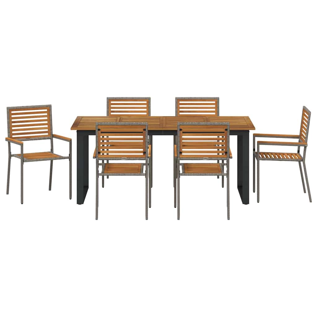 Tuin eettafelset 7 pcs Grijs Massief Acaciahout – afbeelding 7