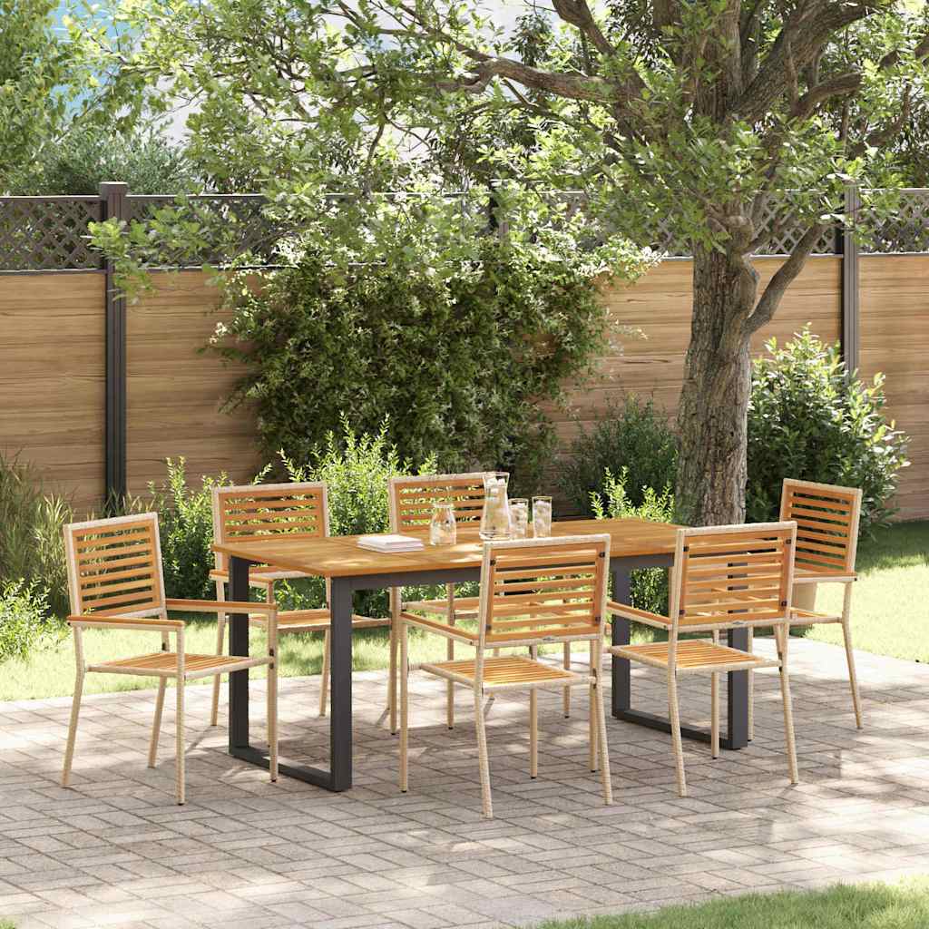 Tuin eettafelset 7 pcs Beige Massief Acaciahout – afbeelding 1
