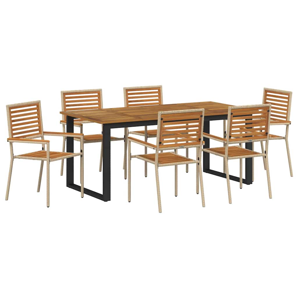Tuin eettafelset 7 pcs Beige Massief Acaciahout – afbeelding 2
