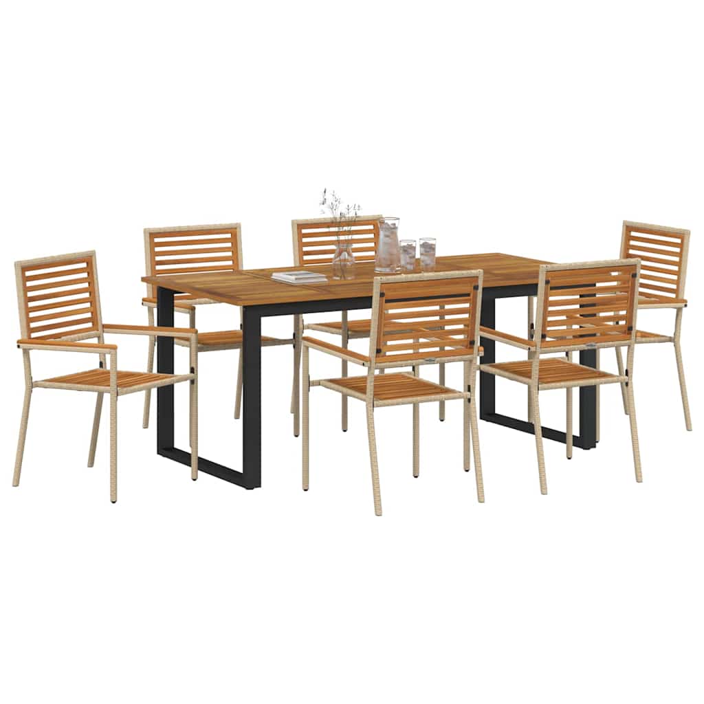 Tuin eettafelset 7 pcs Beige Massief Acaciahout – afbeelding 3