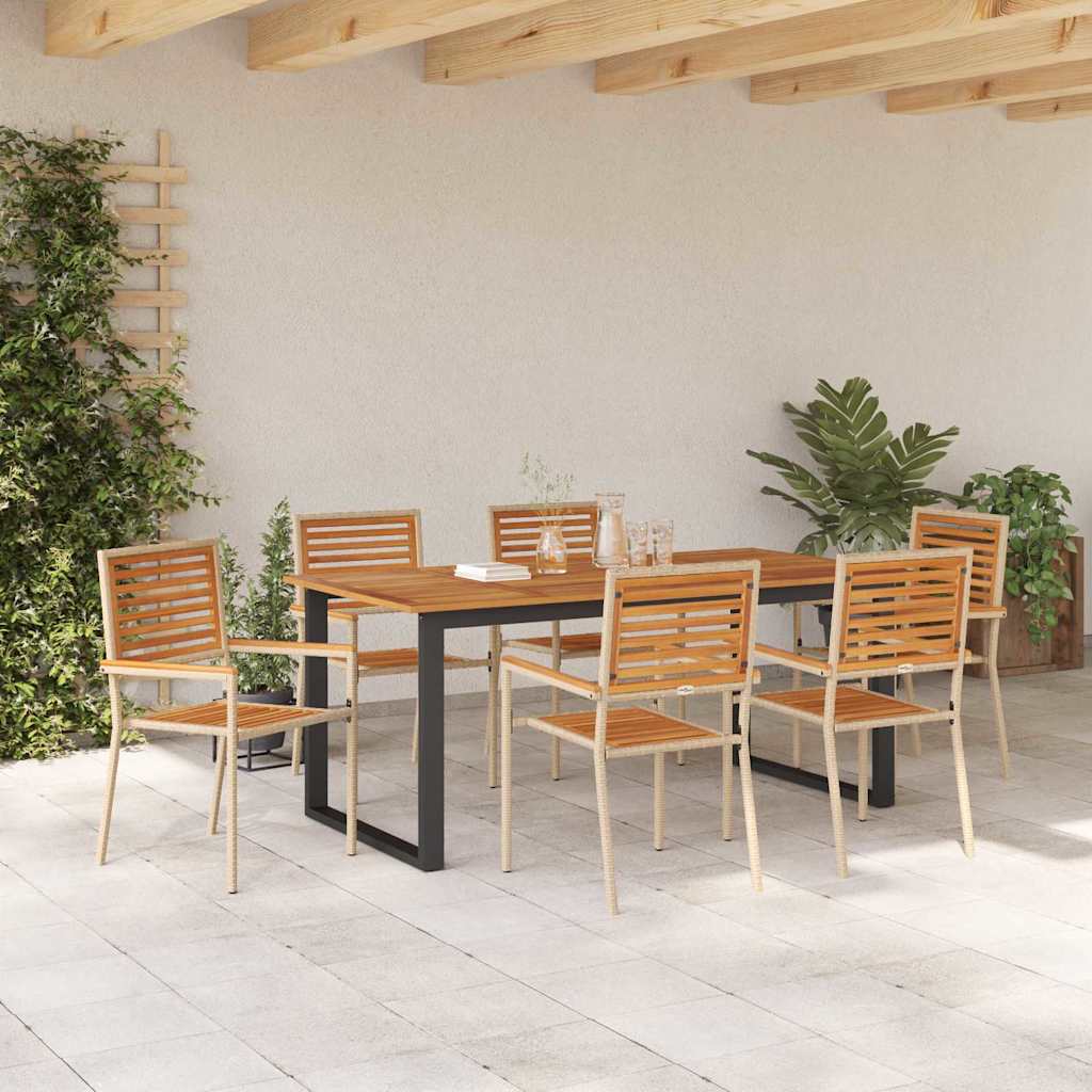 Tuin eettafelset 7 pcs Beige Massief Acaciahout – afbeelding 4