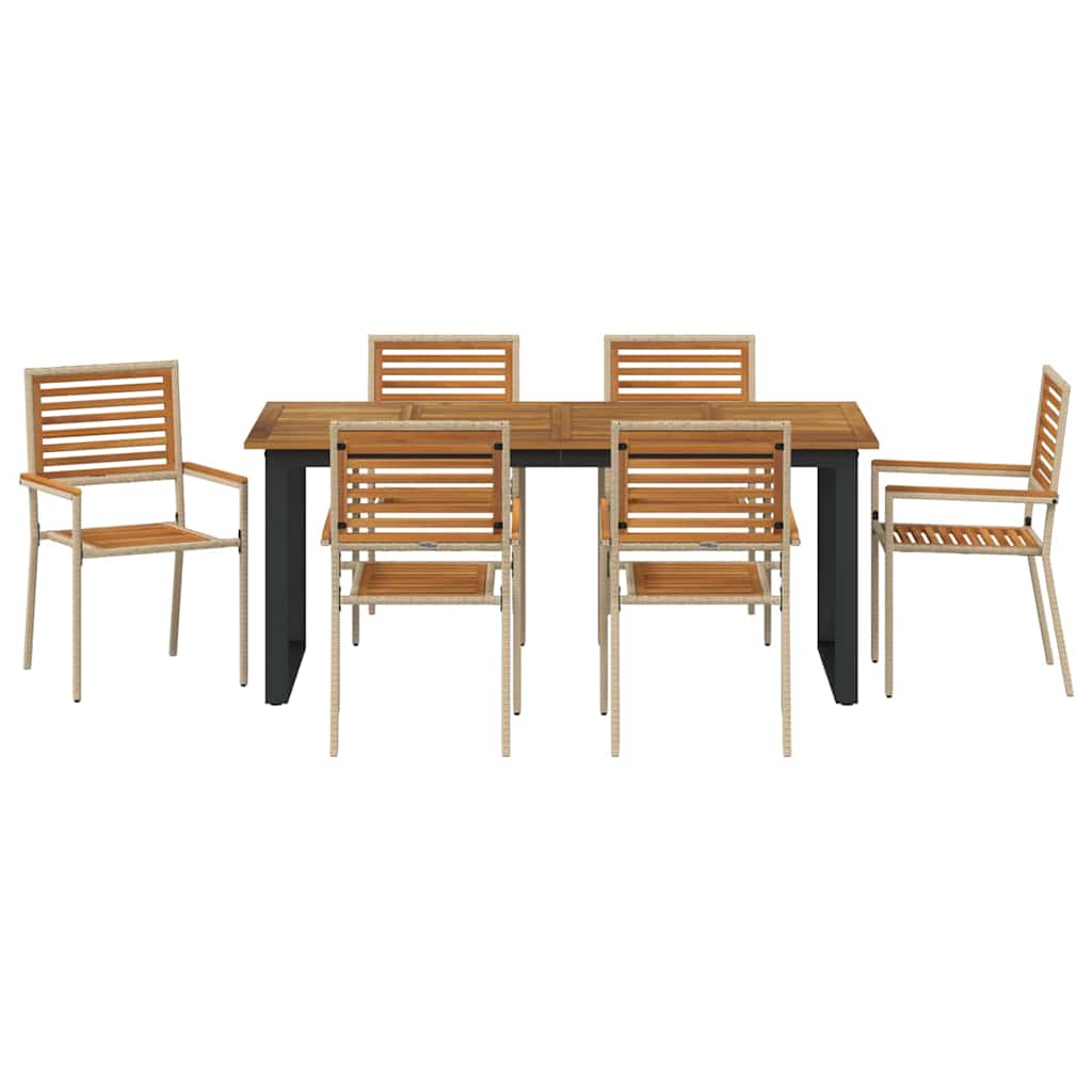 Tuin eettafelset 7 pcs Beige Massief Acaciahout – afbeelding 7
