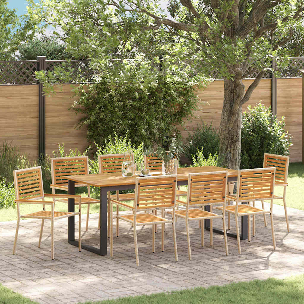 Tuin eettafelset 9 pcs Beige Massief Acaciahout – afbeelding 1