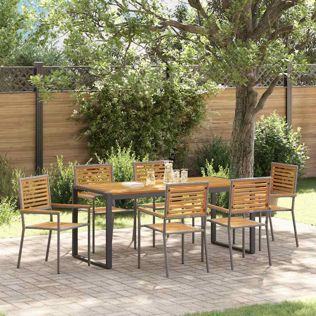 Tuin eettafelset 7 pcs Grijs en Bruin poly rattan – afbeelding 1
