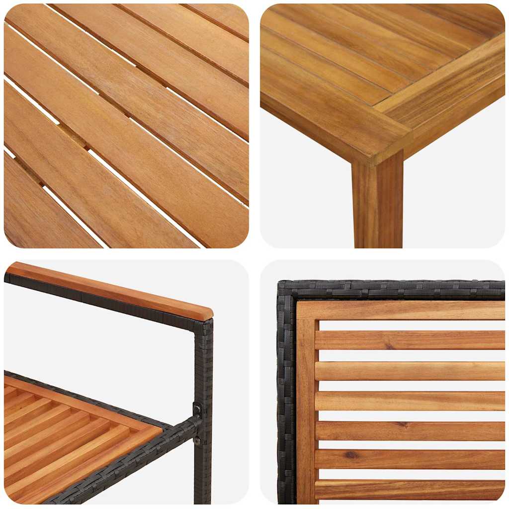 Tuin eettafelset 5 pcs Zwart Massief Acaciahout – afbeelding 9