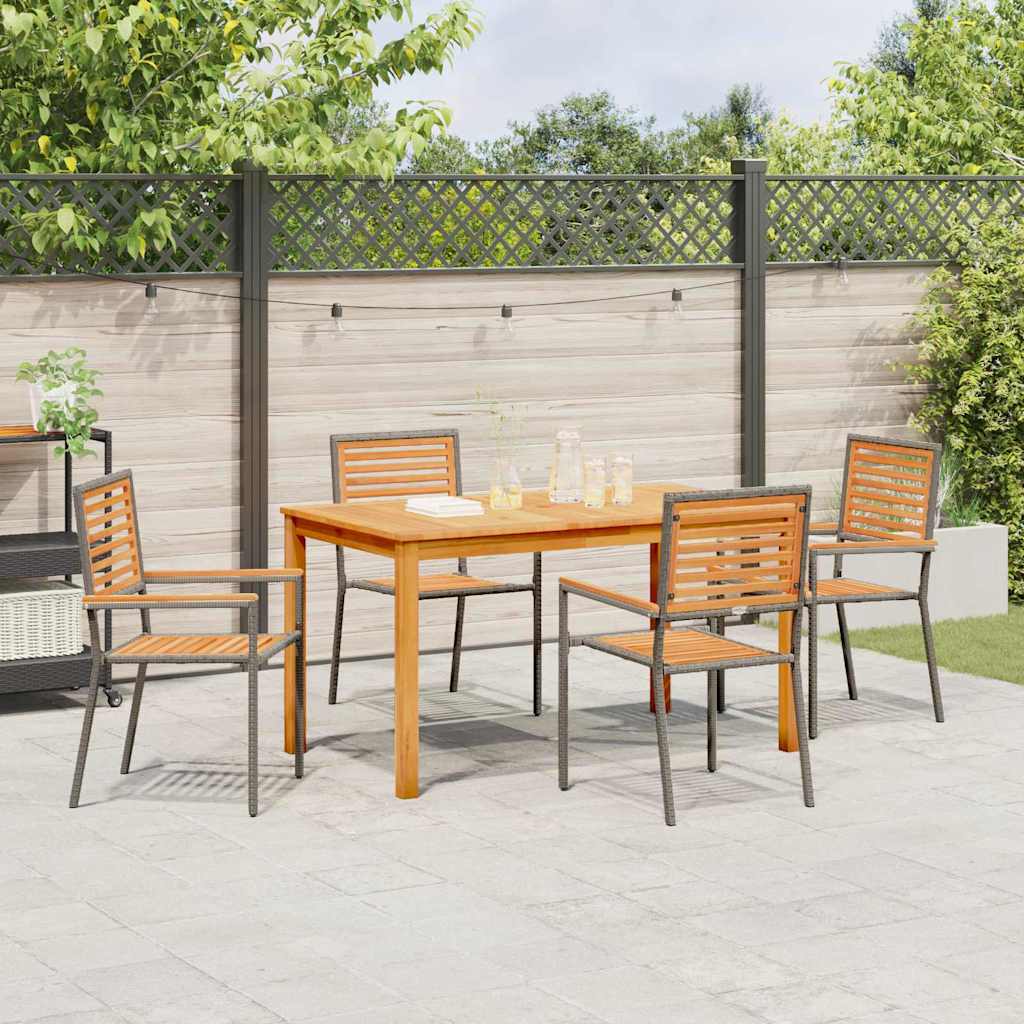 Tuin eettafelset 5 pcs Grijs Massief Acaciahout – afbeelding 4