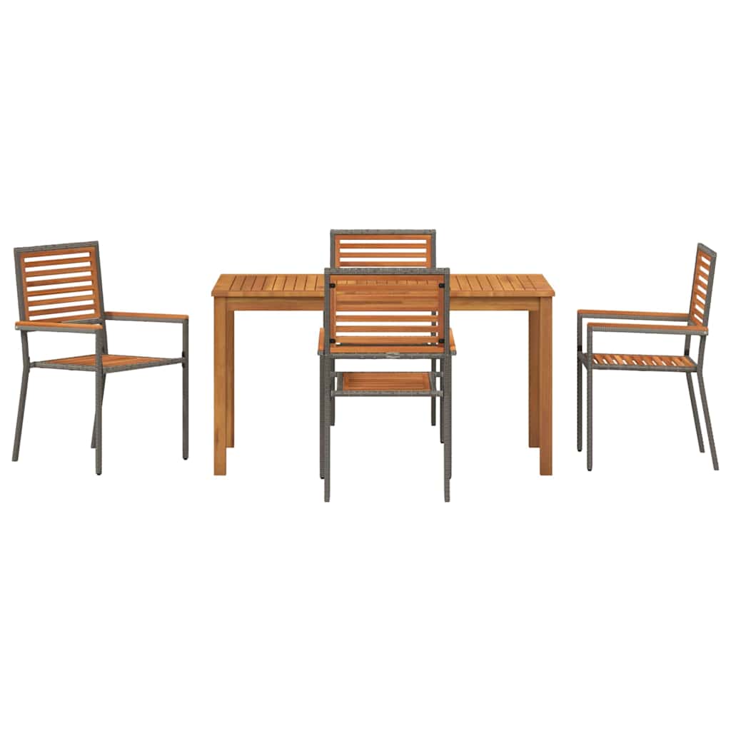 Tuin eettafelset 5 pcs Grijs Massief Acaciahout – afbeelding 7