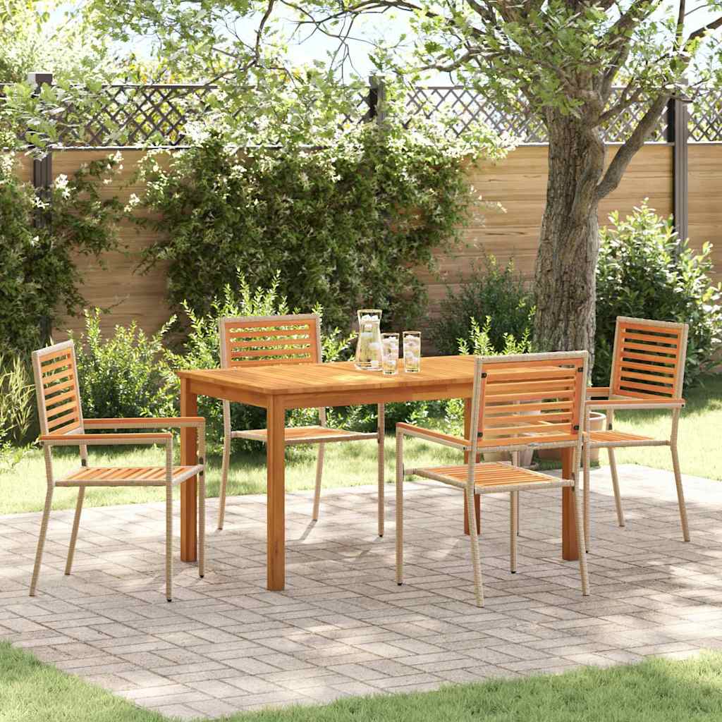 Tuin eettafelset 5 pcs Beige Massief Acaciahout – afbeelding 1