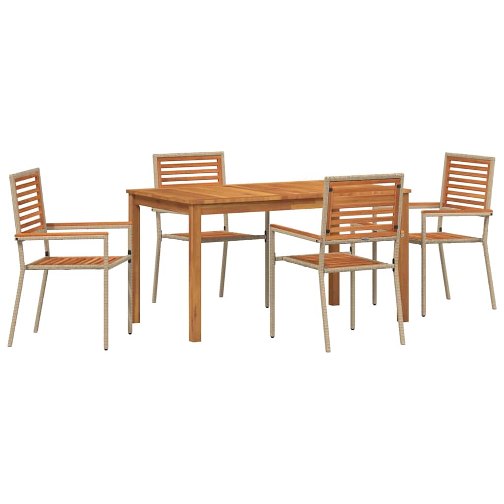 Tuin eettafelset 5 pcs Beige Massief Acaciahout – afbeelding 2