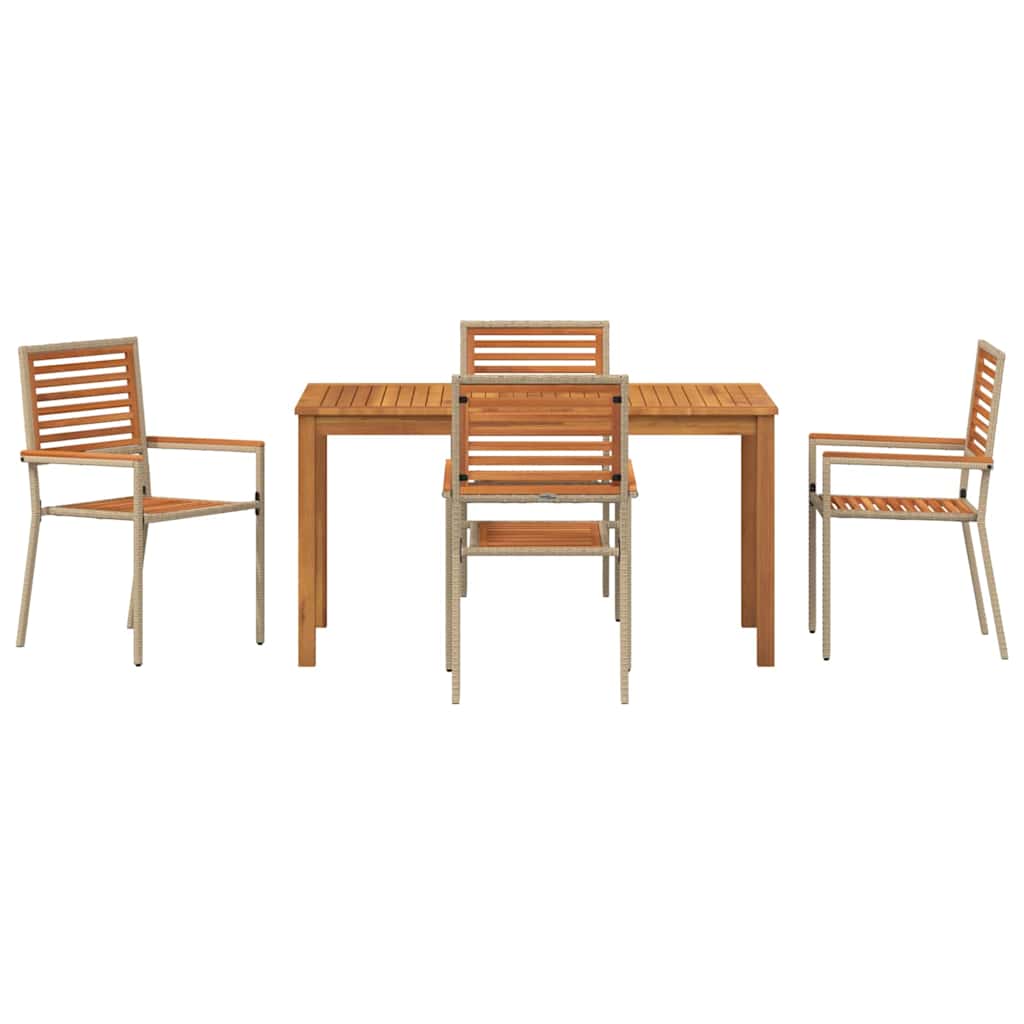 Tuin eettafelset 5 pcs Beige Massief Acaciahout – afbeelding 7