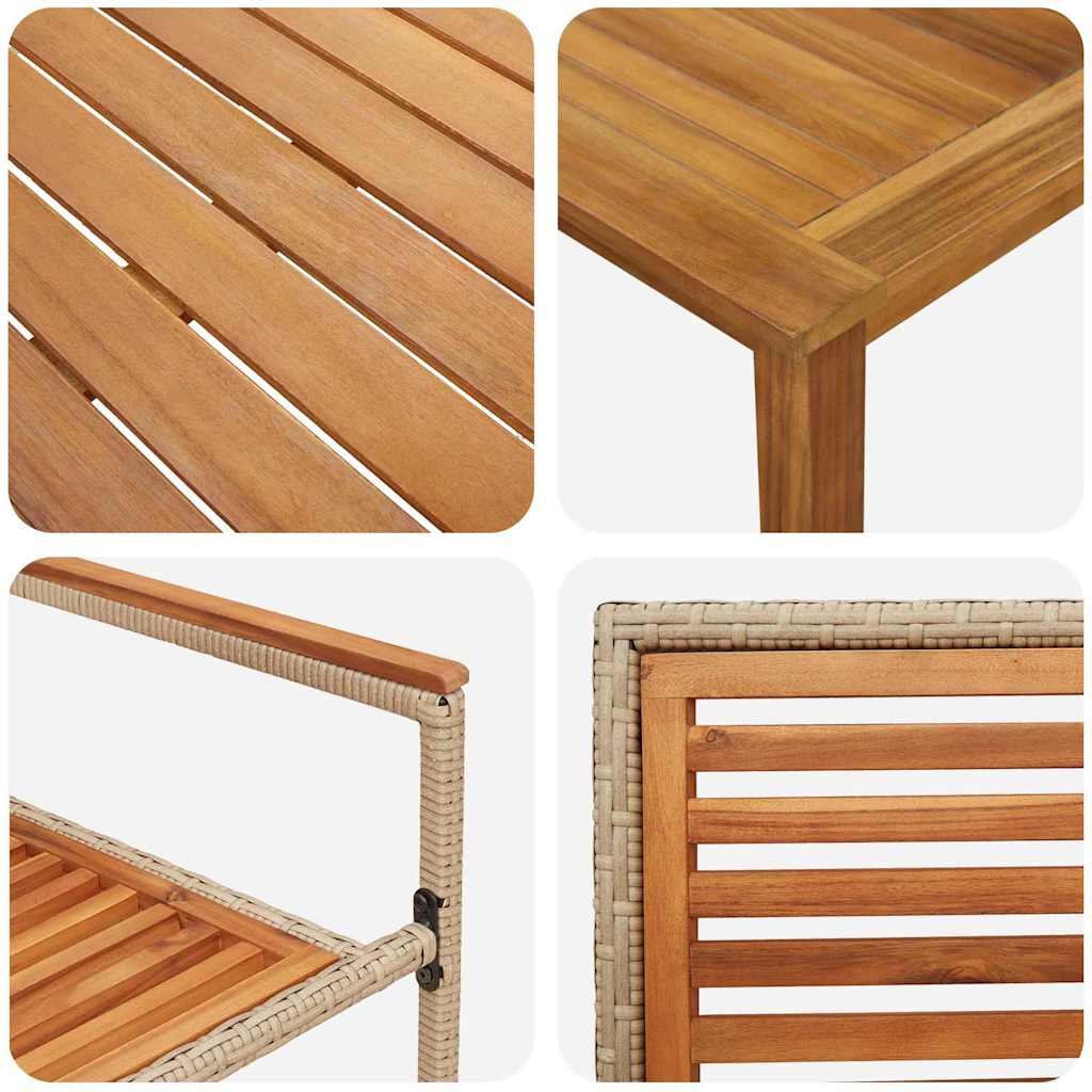 Tuin eettafelset 5 pcs Beige Massief Acaciahout – afbeelding 9