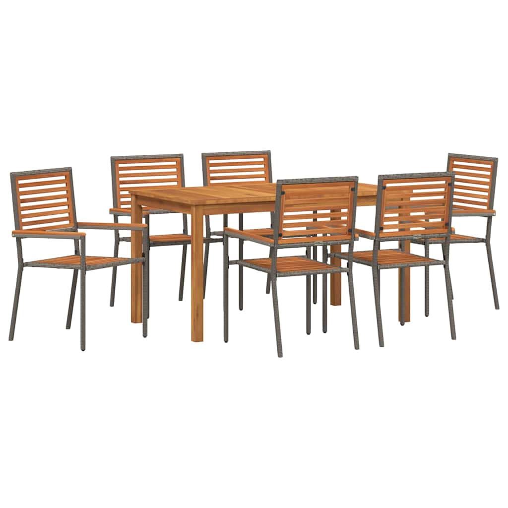 Tuin eettafelset 7 pcs Grijs Massief Acaciahout – afbeelding 2