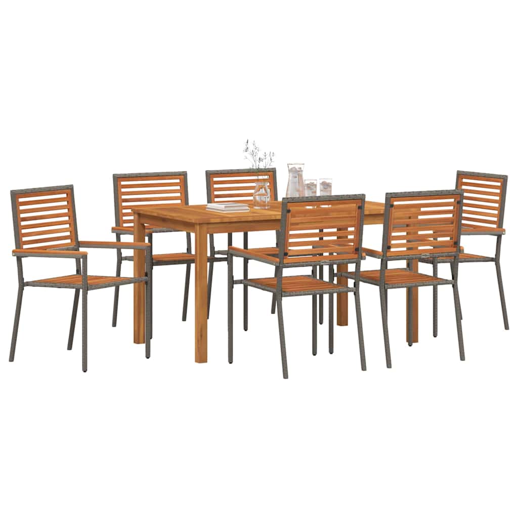 Tuin eettafelset 7 pcs Grijs Massief Acaciahout – afbeelding 3