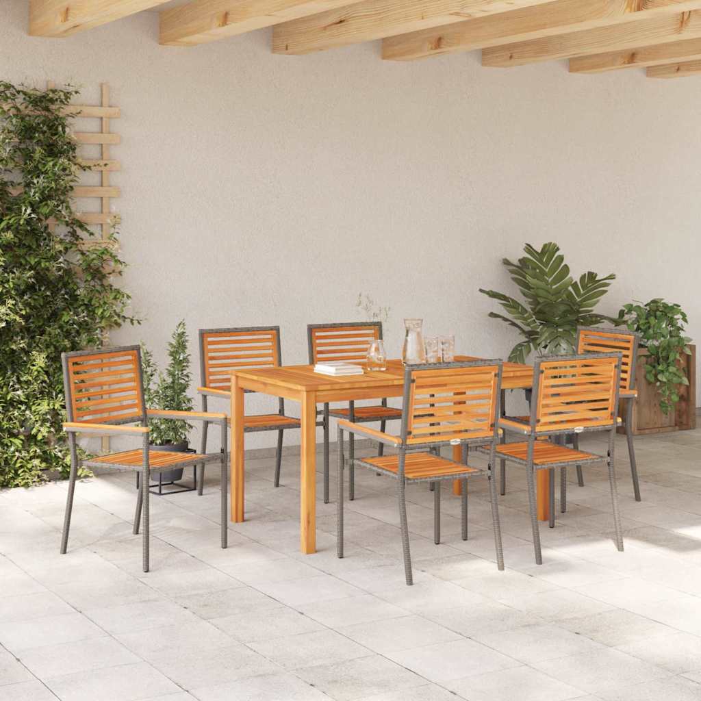 Tuin eettafelset 7 pcs Grijs Massief Acaciahout – afbeelding 4