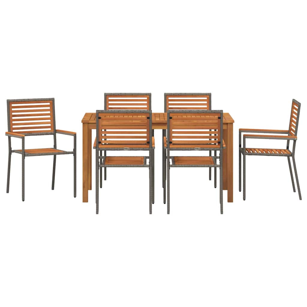 Tuin eettafelset 7 pcs Grijs Massief Acaciahout – afbeelding 7