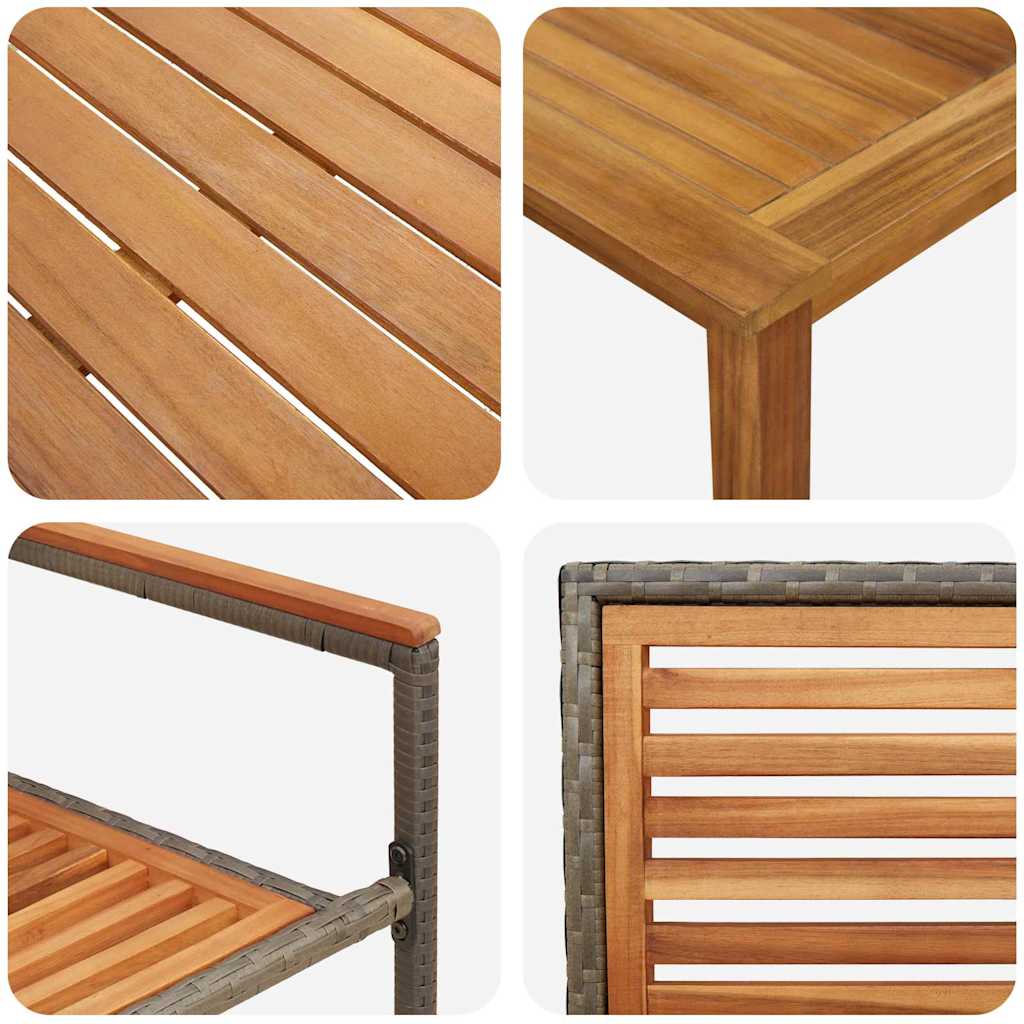 Tuin eettafelset 7 pcs Grijs Massief Acaciahout – afbeelding 9