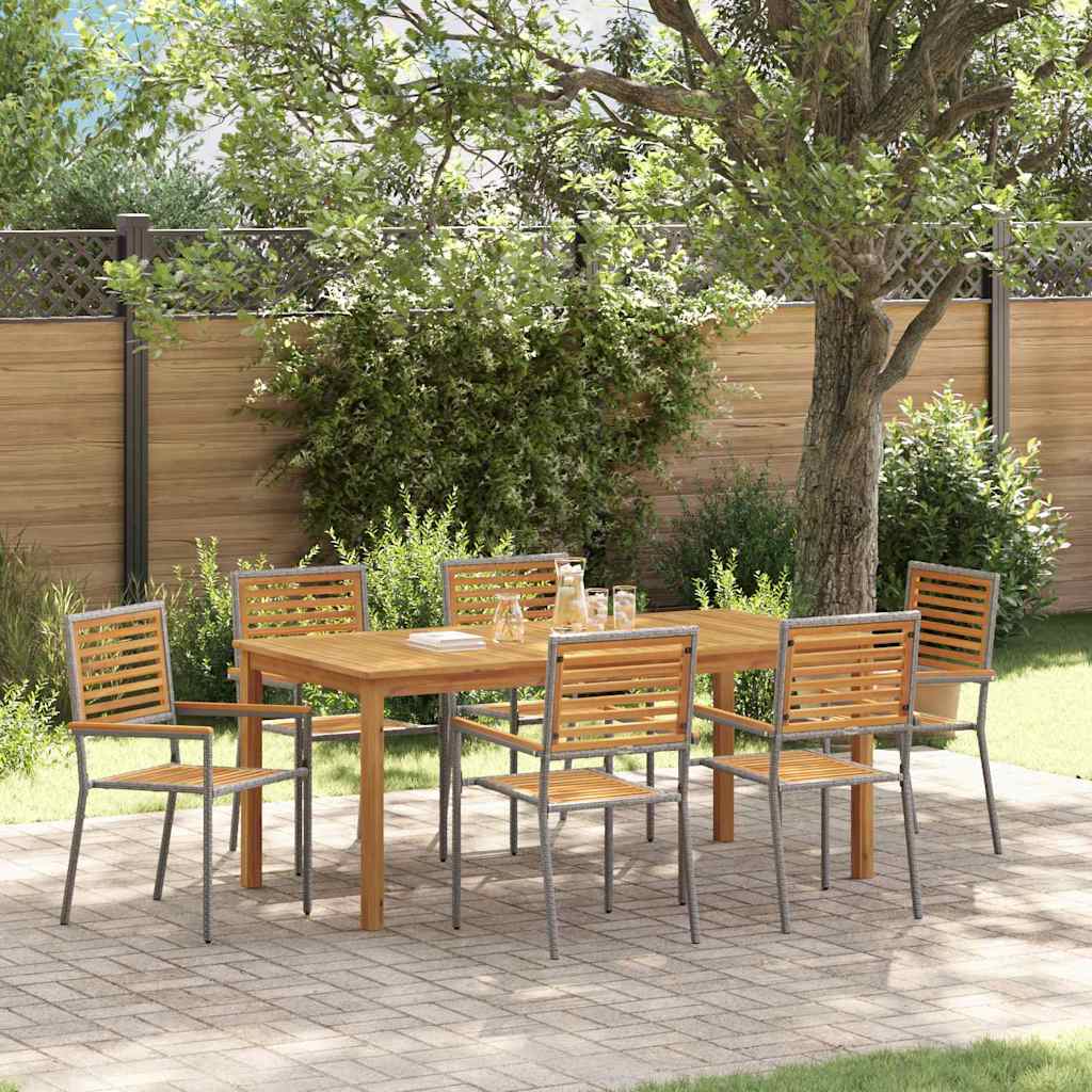 Tuin eettafelset 7 pcs Grijs Massief Acaciahout – afbeelding 1