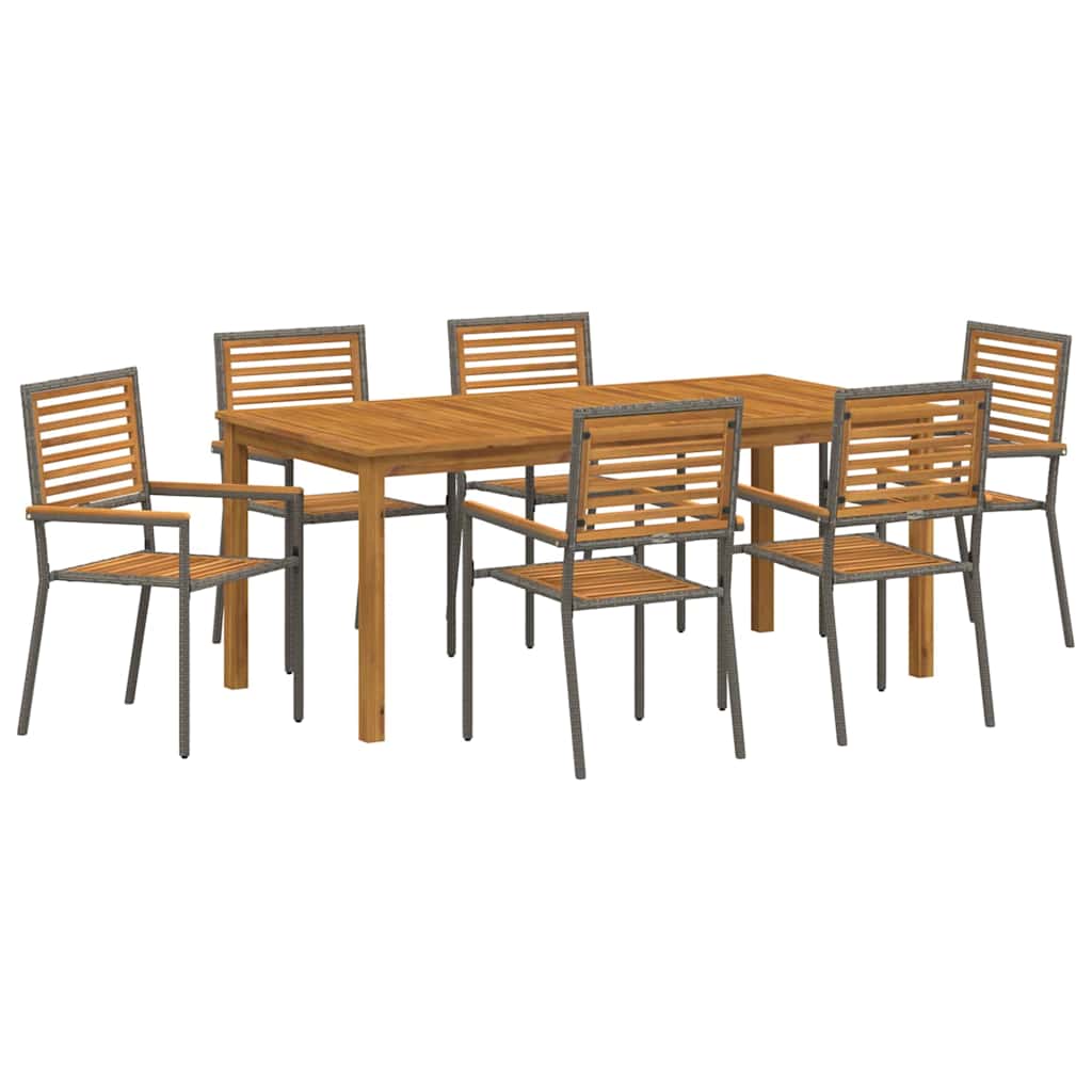 Tuin eettafelset 7 pcs Grijs Massief Acaciahout – afbeelding 2