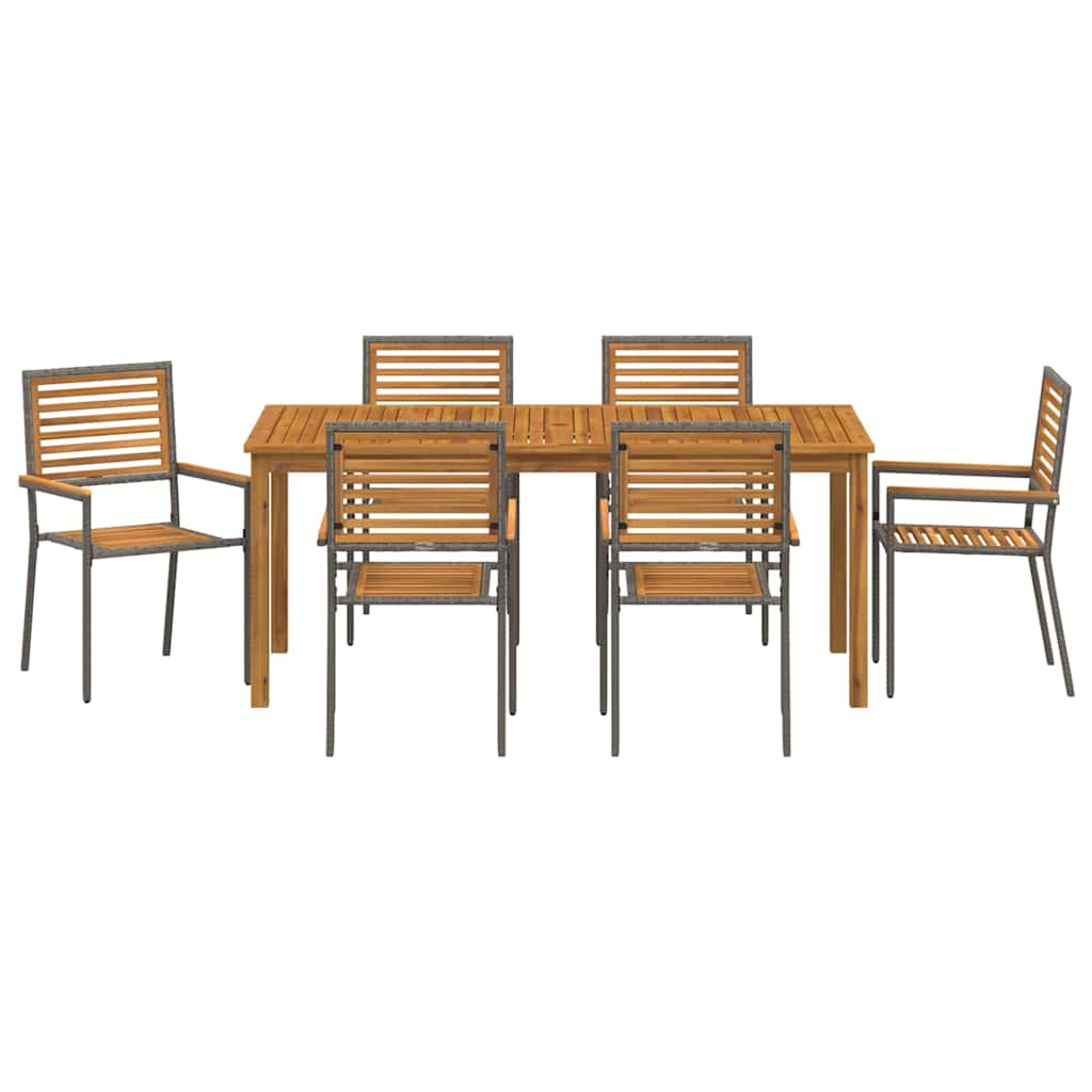 Tuin eettafelset 7 pcs Grijs Massief Acaciahout – afbeelding 7