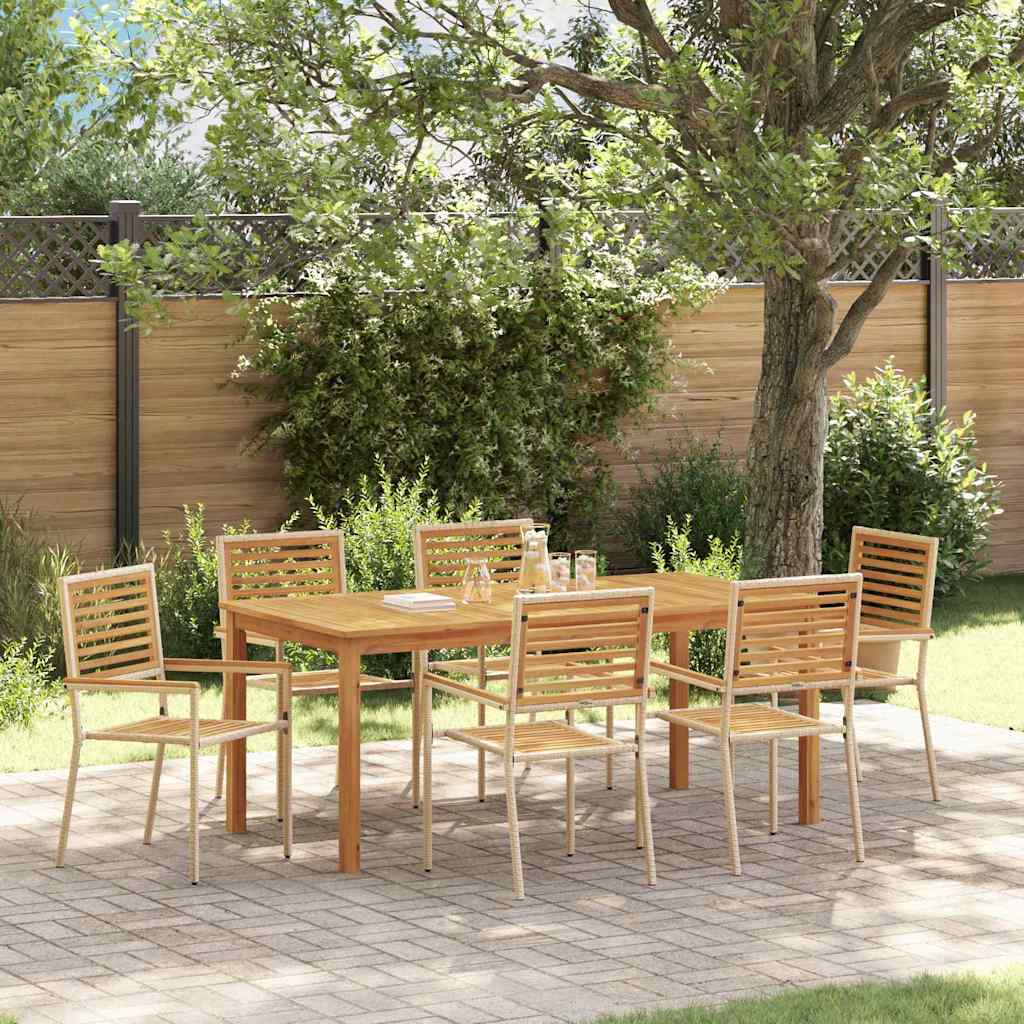 Tuin eettafelset 7 pcs Beige Massief Acaciahout – afbeelding 1