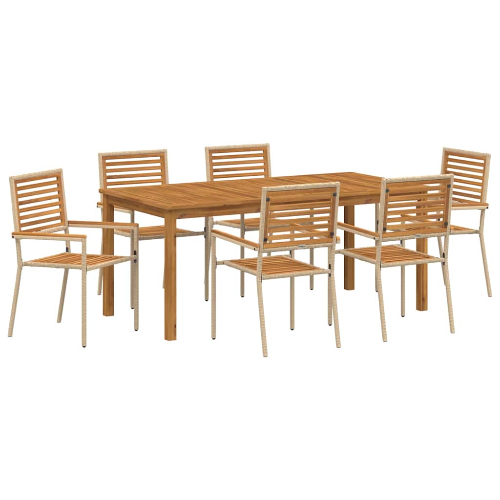 Tuin eettafelset 7 pcs Beige Massief Acaciahout – afbeelding 2