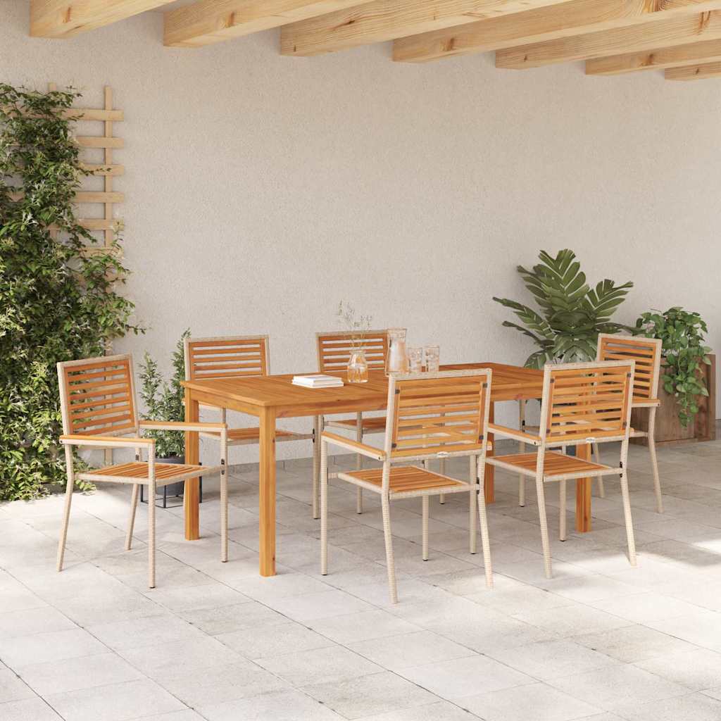 Tuin eettafelset 7 pcs Beige Massief Acaciahout – afbeelding 4