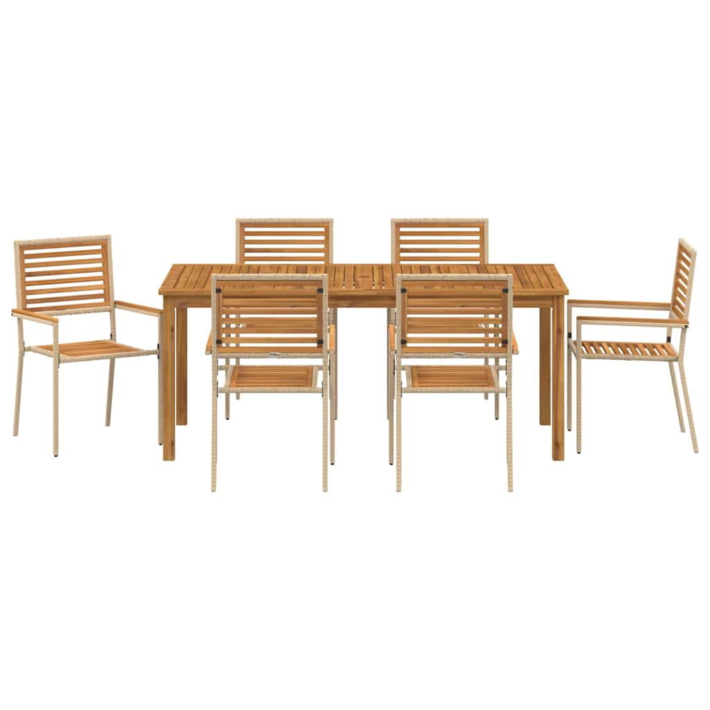 Tuin eettafelset 7 pcs Beige Massief Acaciahout – afbeelding 7