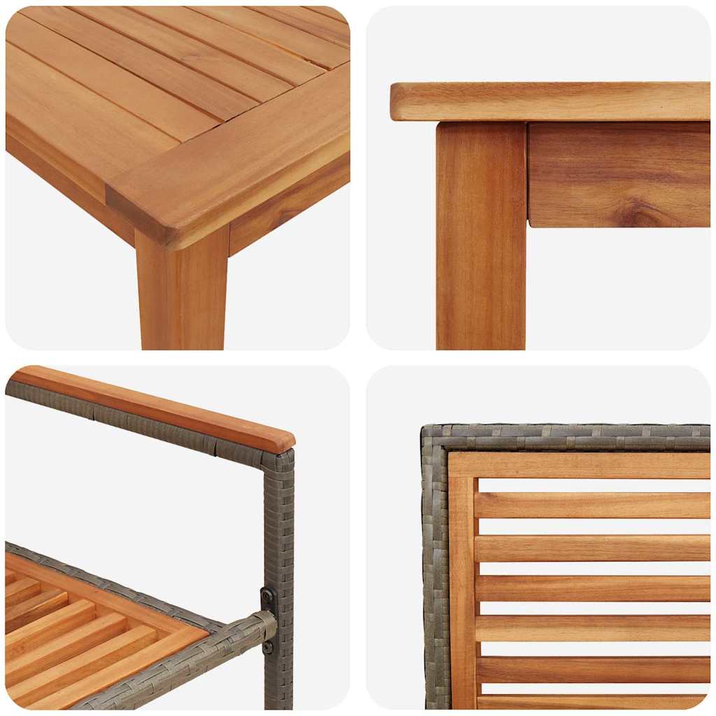 Tuin eettafelset 9 pcs Grijs Massief Acaciahout – afbeelding 9