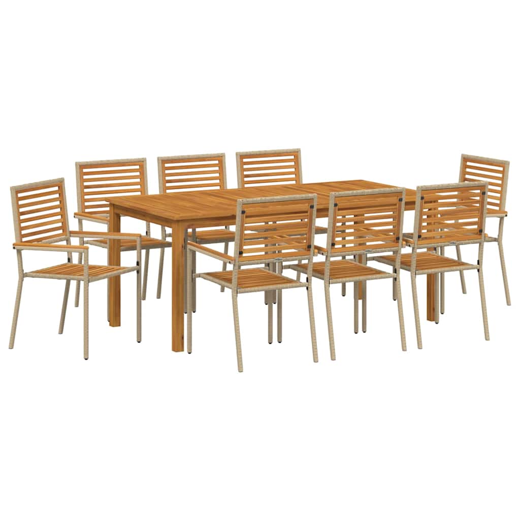 Tuin eettafelset 9 pcs Beige Massief Acaciahout – afbeelding 2
