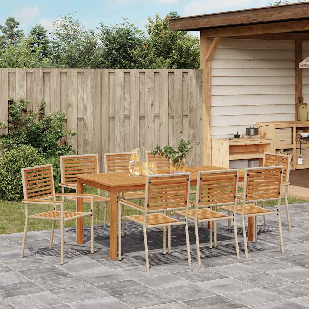 Tuin eettafelset 9 pcs Beige Massief Acaciahout – afbeelding 4