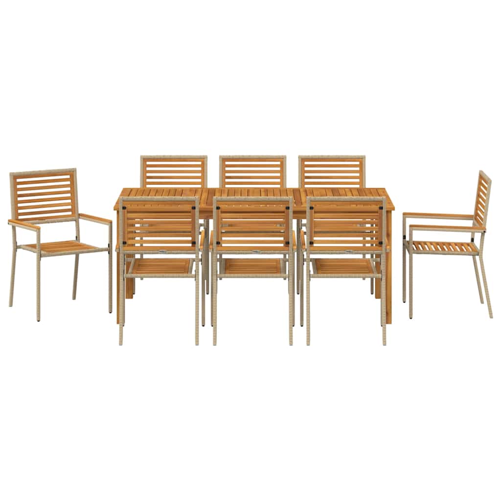 Tuin eettafelset 9 pcs Beige Massief Acaciahout – afbeelding 7