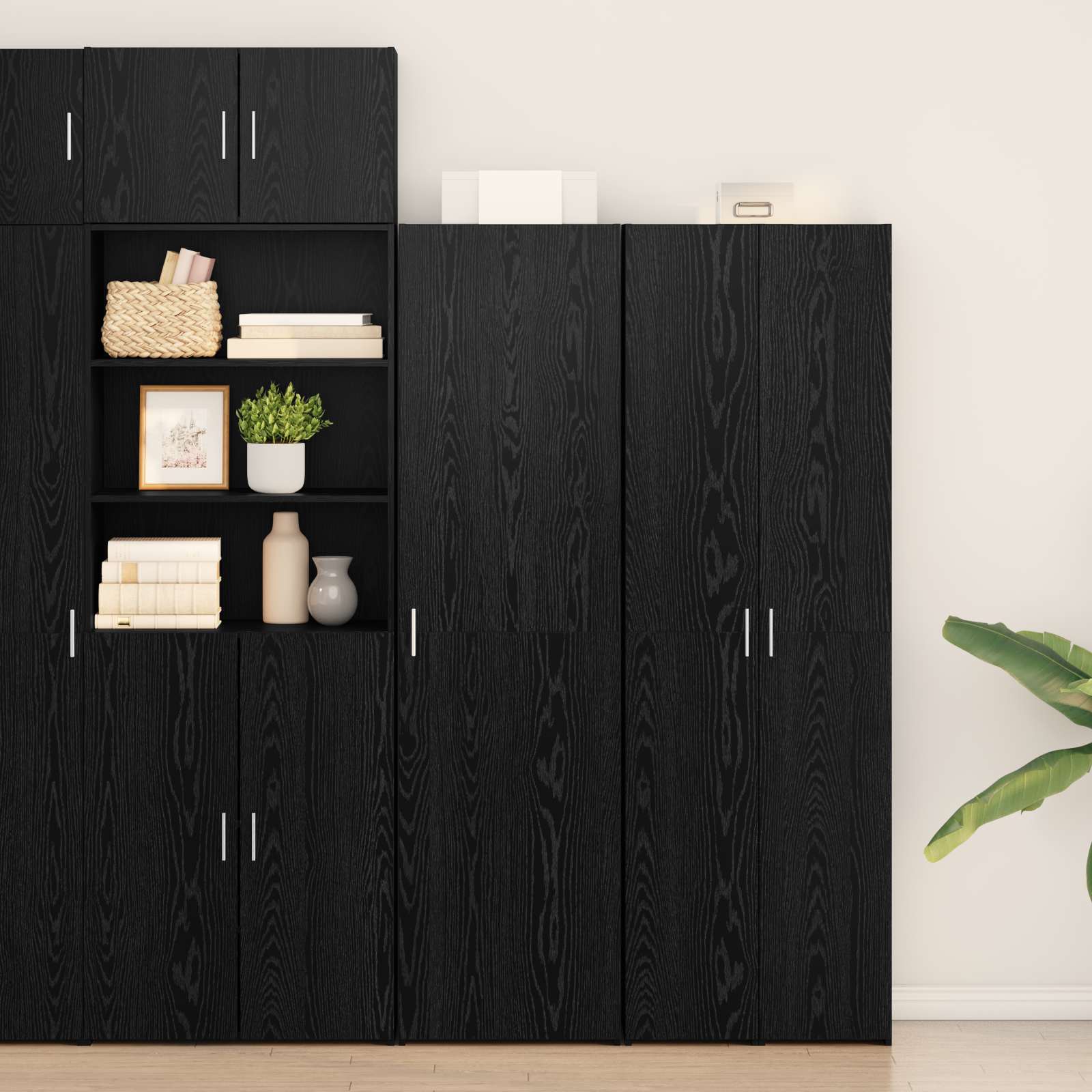 Hoge kast Zwart Eiken 50 x 42,5 x 185 cm
