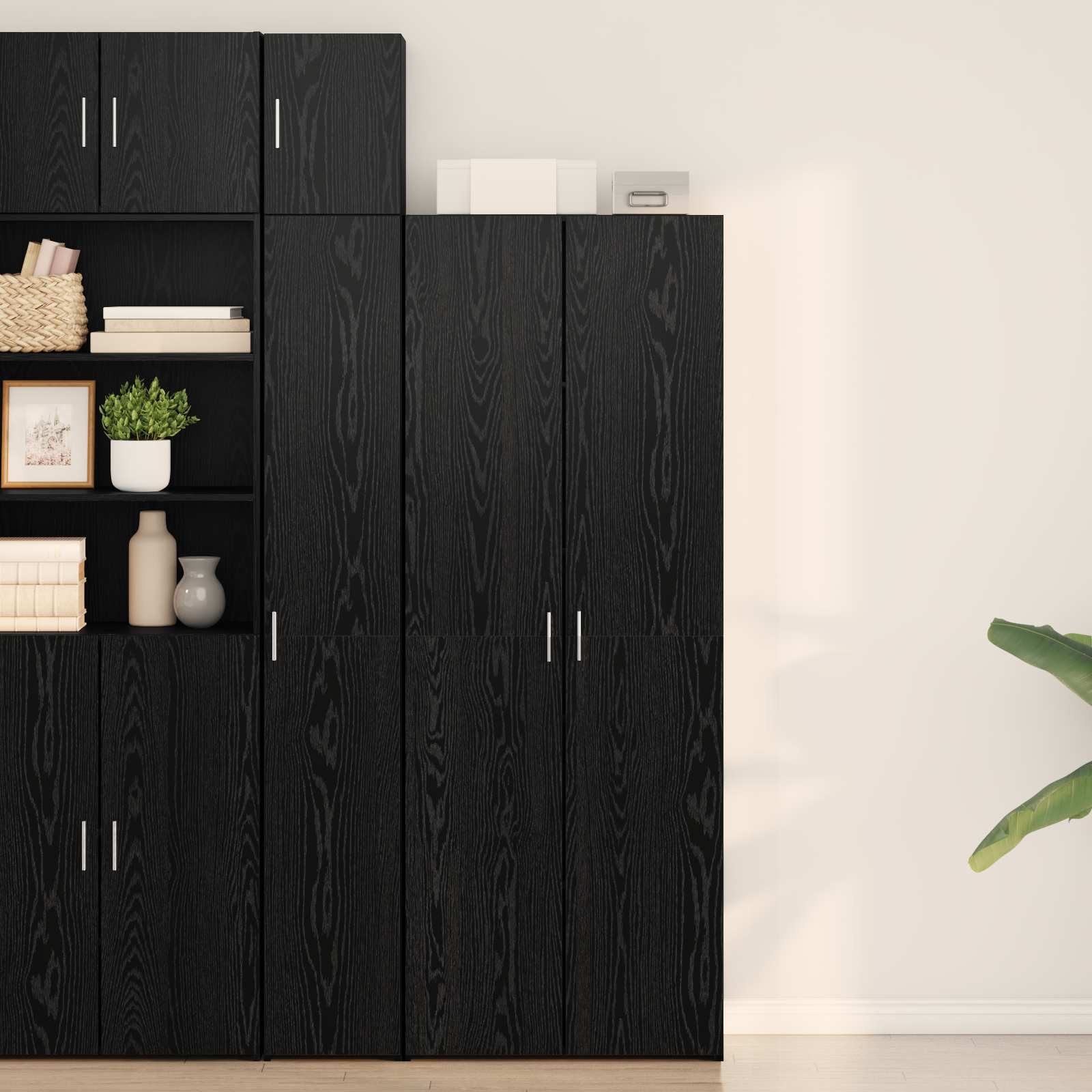 Hoge kast 2 pcs Zwart Eiken 70 x 42,5 x 185 cm