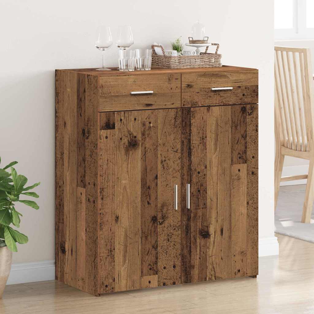 Opbergkast met lade Oud hout 80 x 42,5 x 93,5 cm Bewerkt hout – afbeelding 1