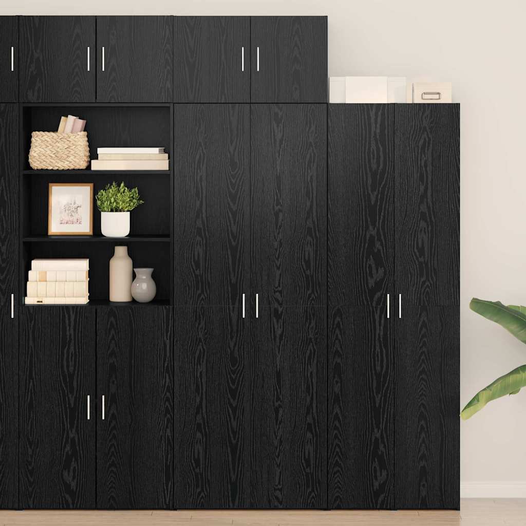 Opbergkast 3 pcs Zwart Eiken